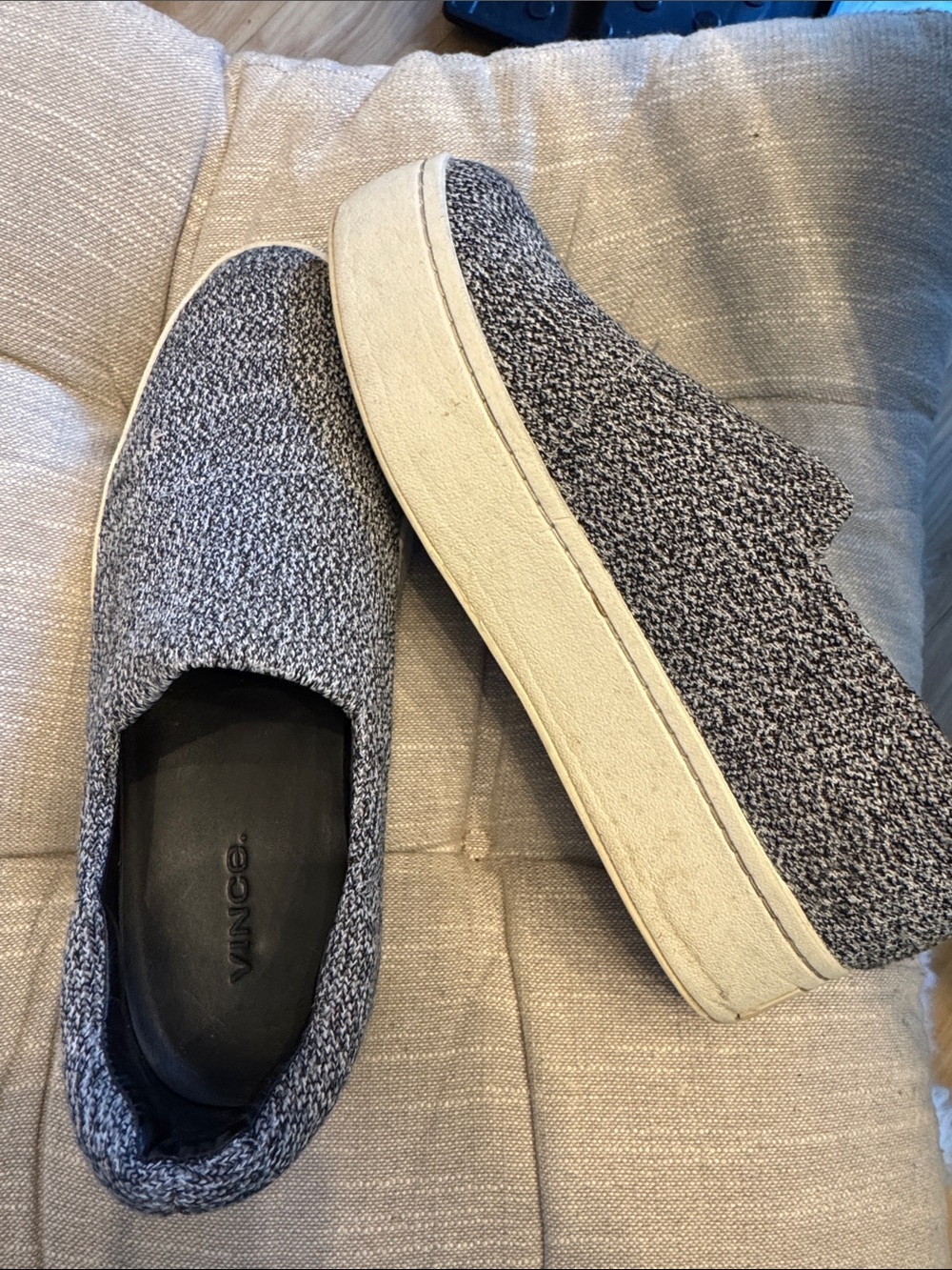 Vince Gray Heathered Knit Slip-On Platform Sneakers